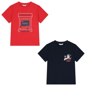Boys Red & Navy Blue T-Shirts ( 2-Pack )