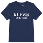 Boys Navy Blue Logo T-Shirt, 1, hi-res