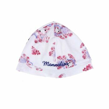 Baby Girls White Printed Hat