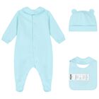 Blue Teddy Bear Logo Babygrow Gift Set, 4, hi-res