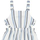 Girls White & Blue Stripe Dress, 1, hi-res