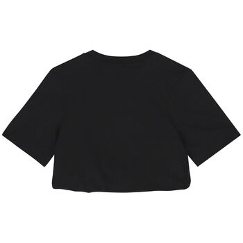 Girls Black Embellished Logo Crop Top