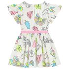 Girls Ivory Logo Dress, 1, hi-res