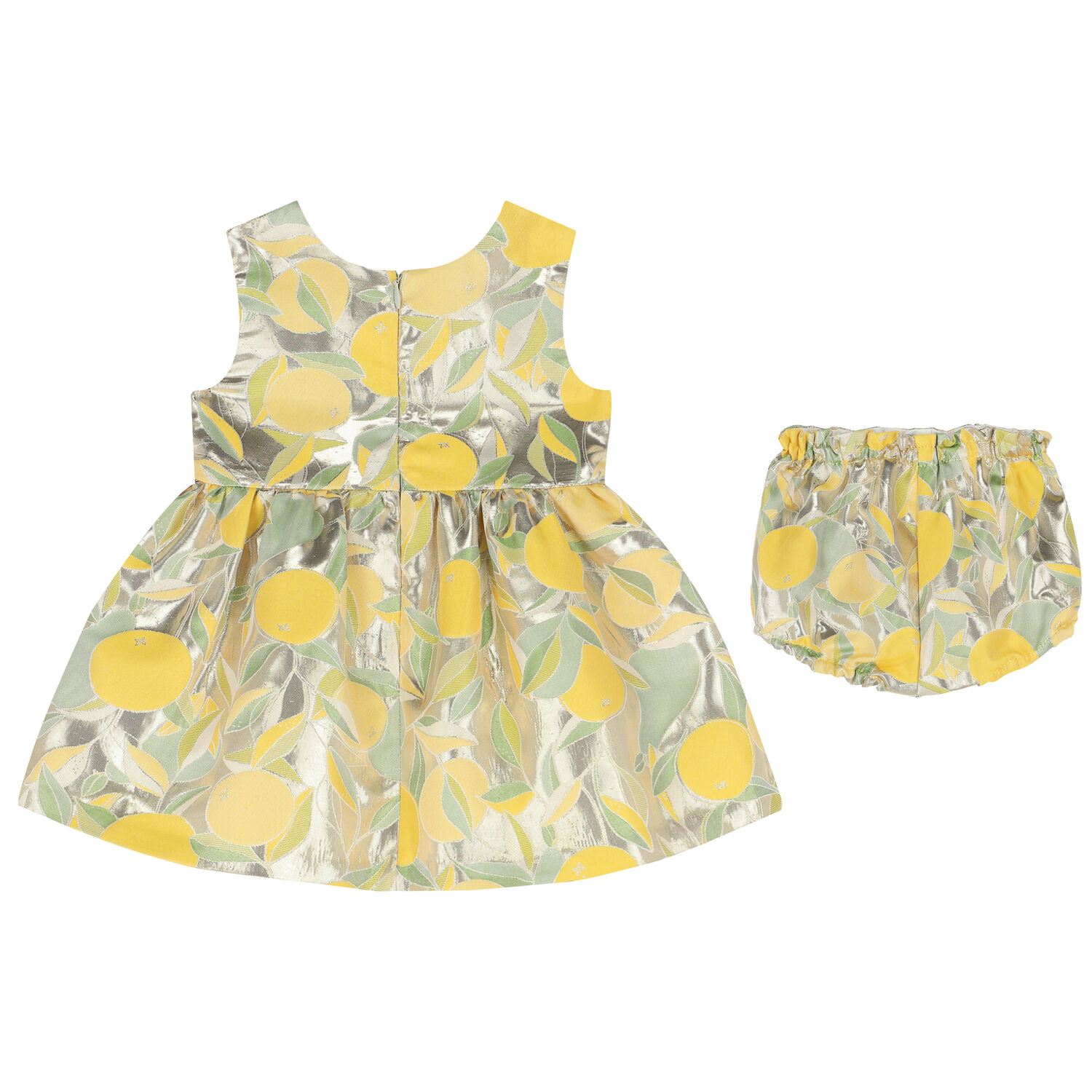 Baby Girls Gold Lemon Jacquard Dress Set, 1, hi-res image number null