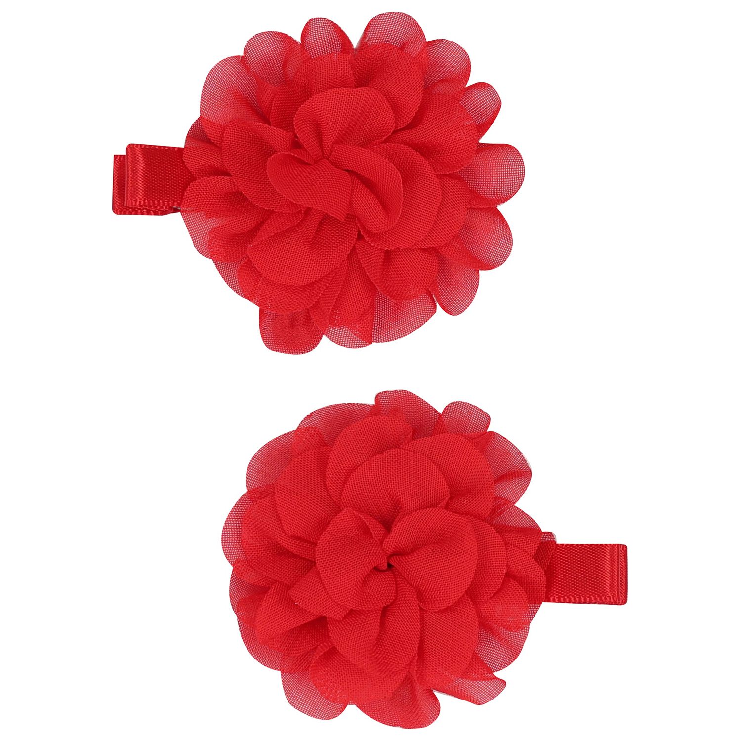 Girls Red Flower Hairclips ( 2 Pack ), 1, hi-res