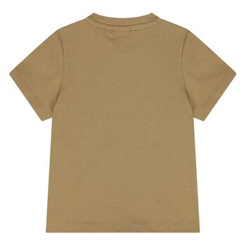 تيشيرت بشعار باللون الأخضر للأولاد 