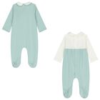 أفرول بنات باللون العاجي والأخضر ( قطعتين ), 2, hi-res