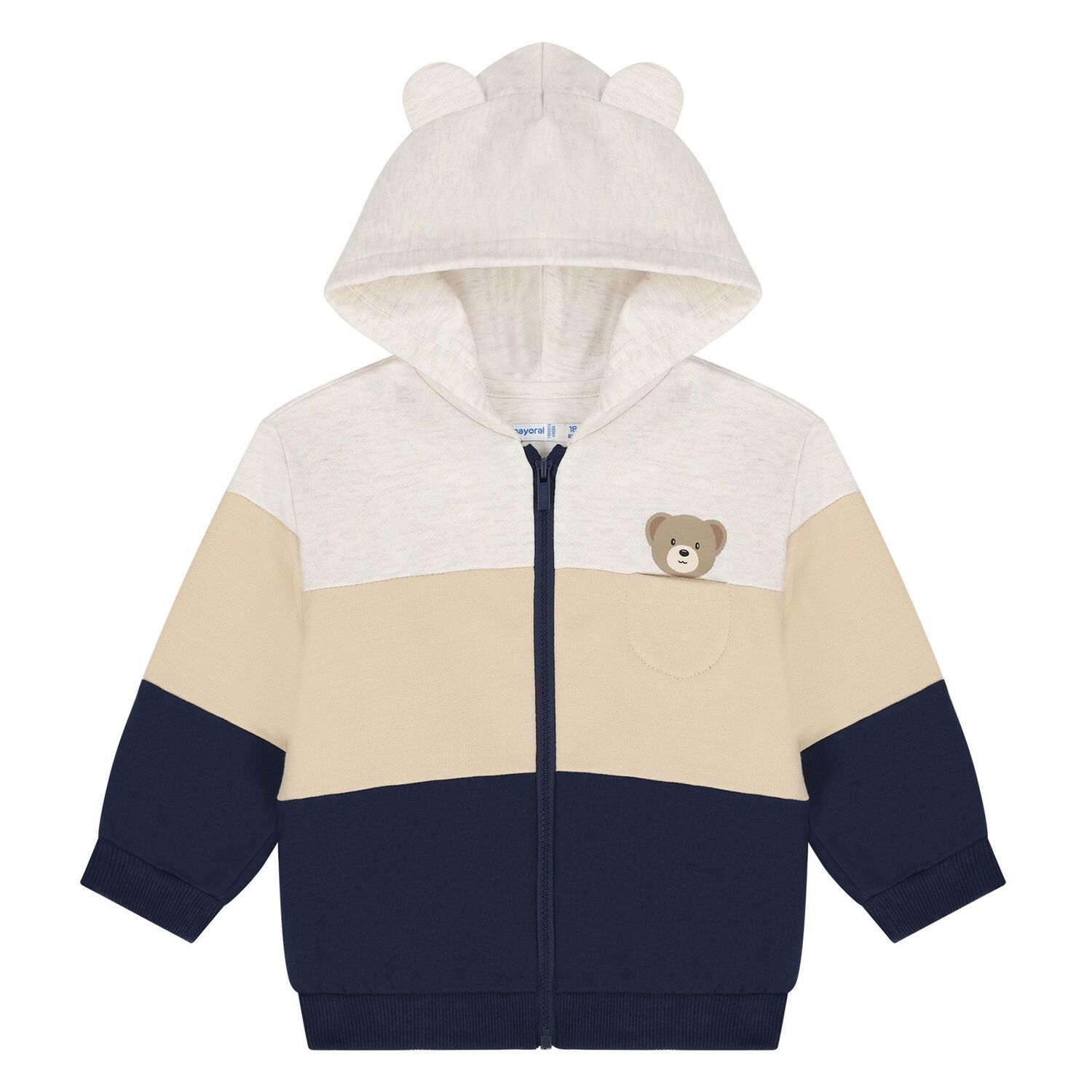 Younger Boys Beige, Grey & Navy Blue 3-Piece Tracksuit, 4, hi-res