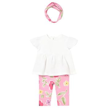 Baby Girls Ivory & Pink Floral Leggings Set
