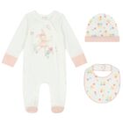 Baby Girls White Bunny Babygrow Gift Set, 3, hi-res