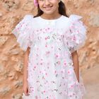 Girls White & Pink Tulle Flowers Dress, 4, hi-res