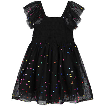 Girls Black Dots Tulle Dress