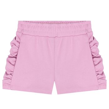 Girls Pink Logo Ruffled Shorts