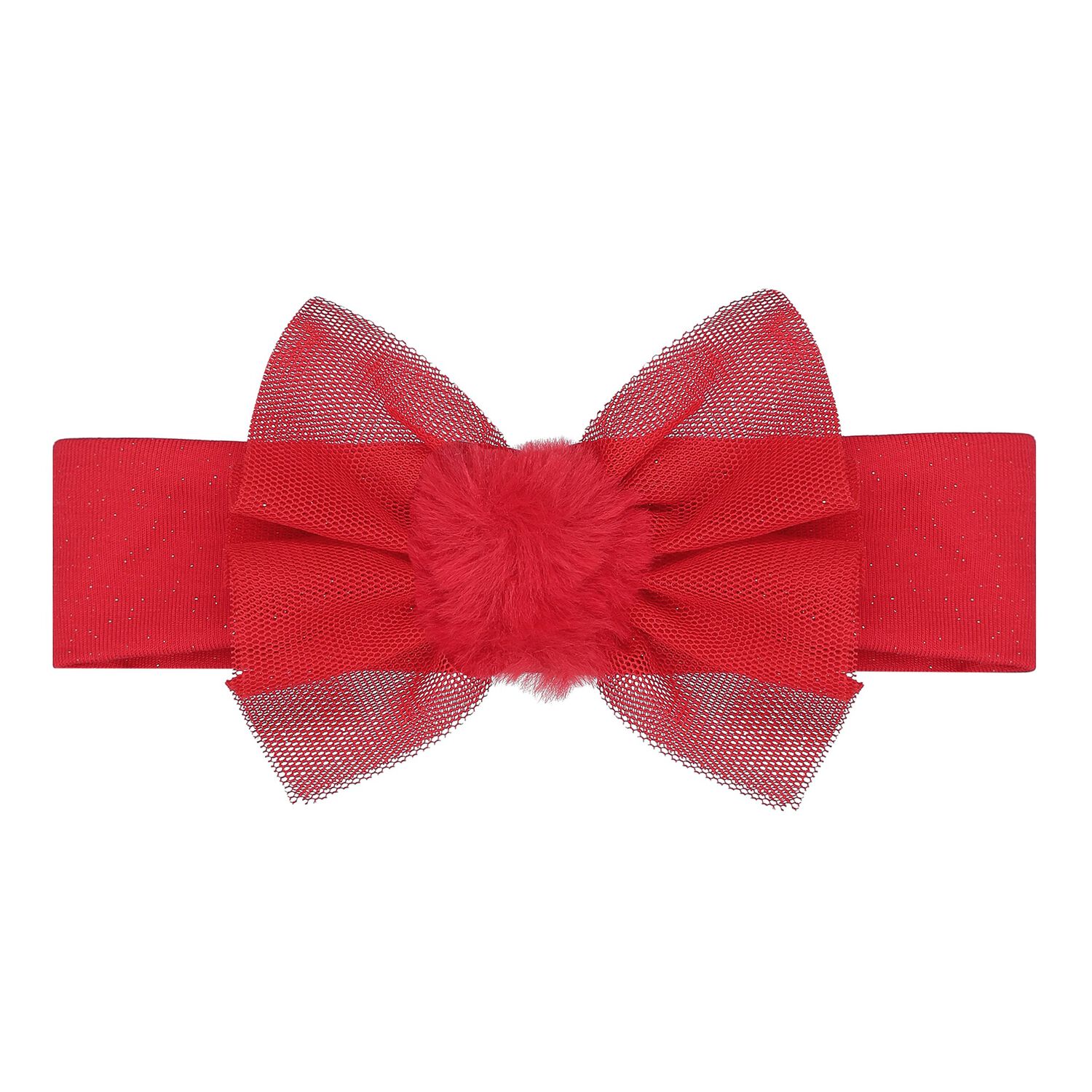 Baby Girls Red Pom Pom Headband, 1, hi-res image number null