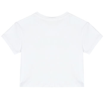 Girls White & Gold Logo T-Shirt