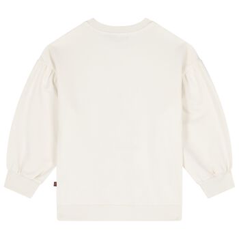 Girls Ivory Teddy Bear Logo Sweatshirt