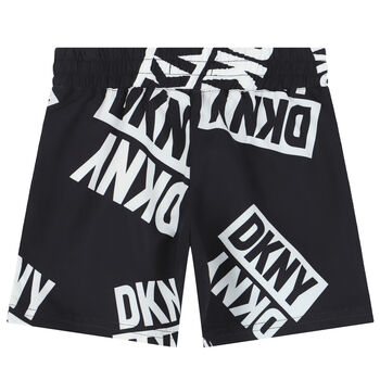Boys Black & White Logo Swim Shorts