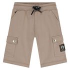 Younger Boys Ivory & Beige Logo Shorts Set, 1, hi-res