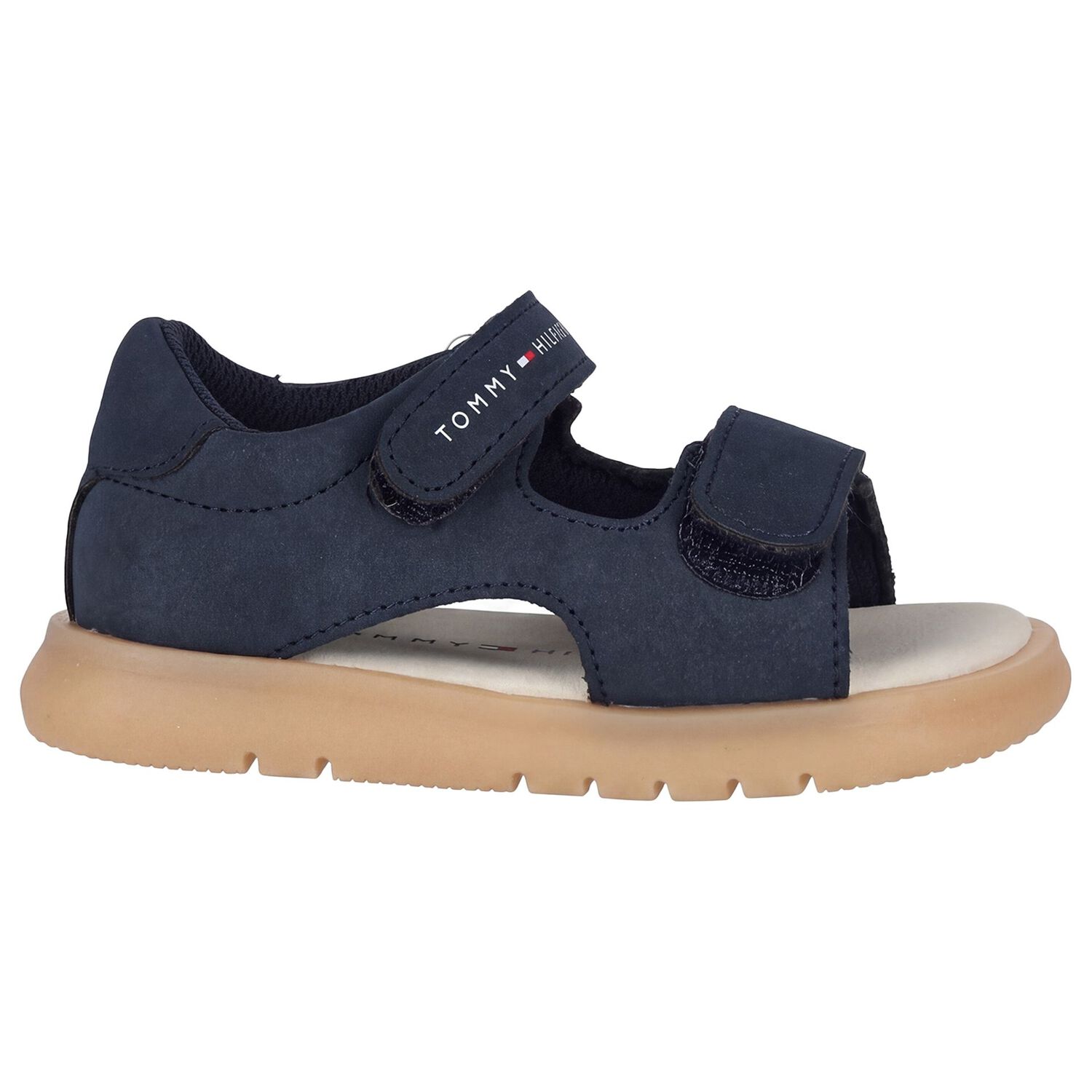 Younger Boys Navy Blue Leather Sandals, 1, hi-res
