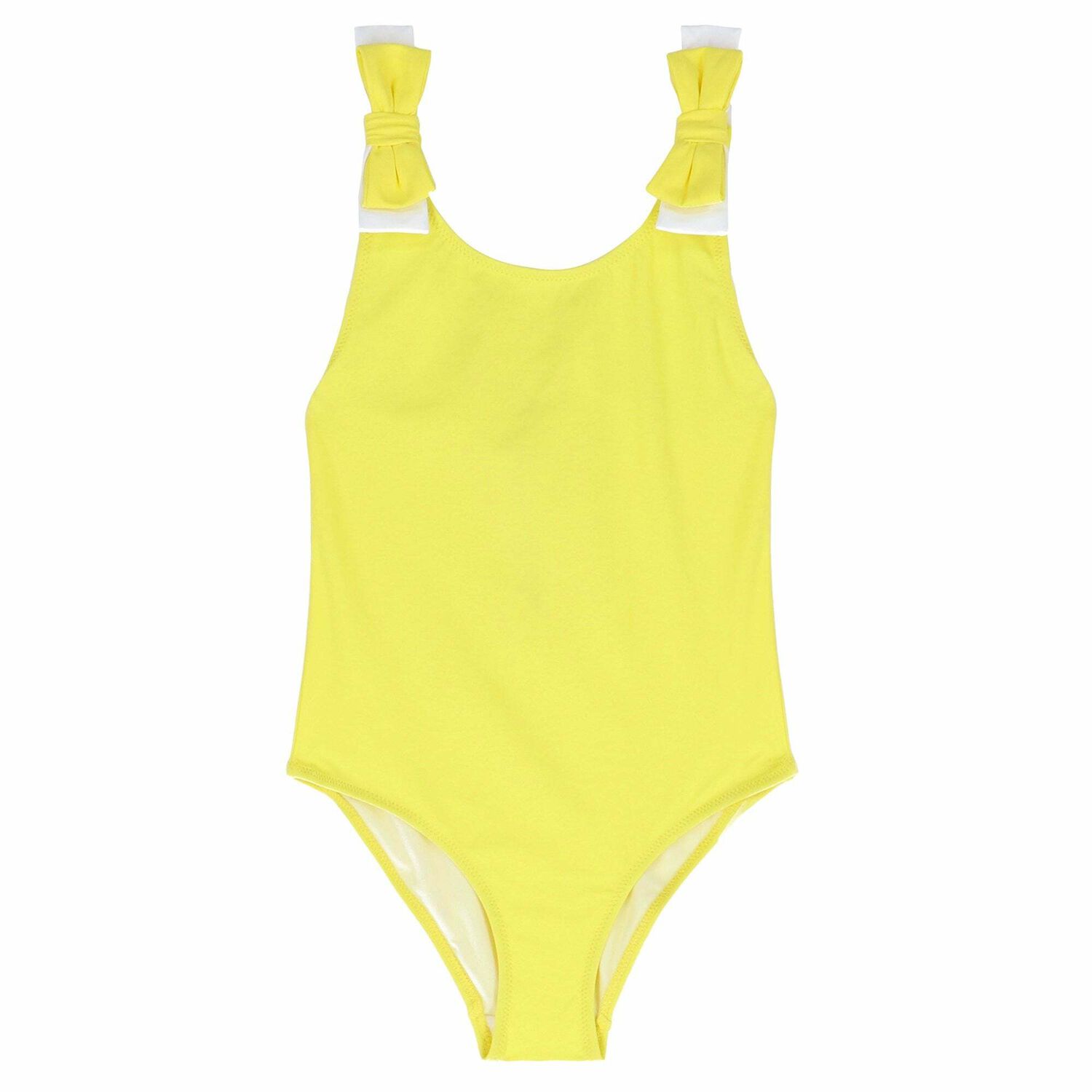 Girls Yellow & White Bow Swimsuit, 1, hi-res image number null