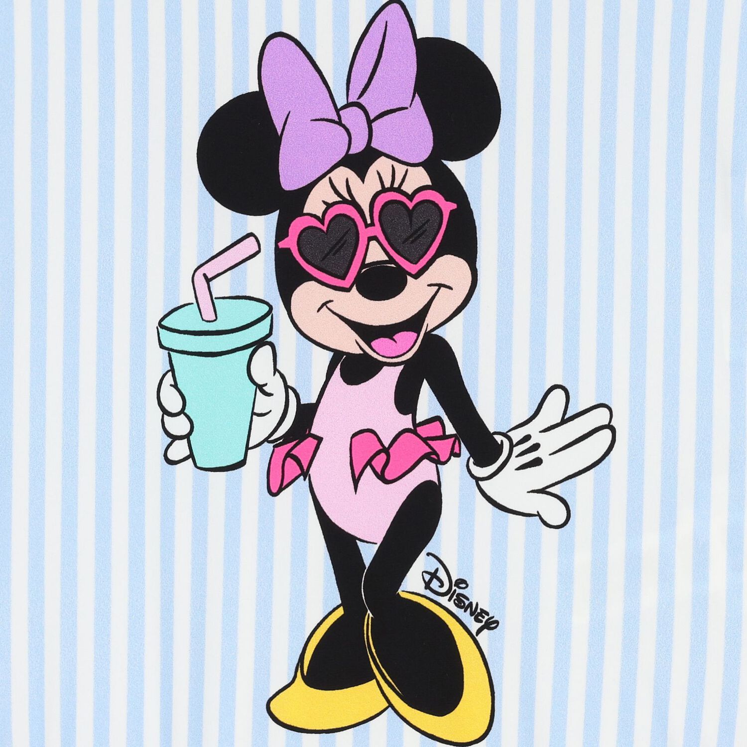 ملابس سباحة مخططة باللونين الأبيض والأزرق للبنات, 1, hi-res