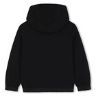 Boys Black Logo Hooded Zip Up Top, 1, hi-res