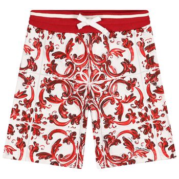 Boys White & Red Majolica Shorts