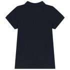 Boys Navy Blue Teddy Bear Polo Shirt, 2, hi-res