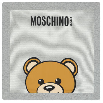 Grey Teddy Logo Baby Blanket