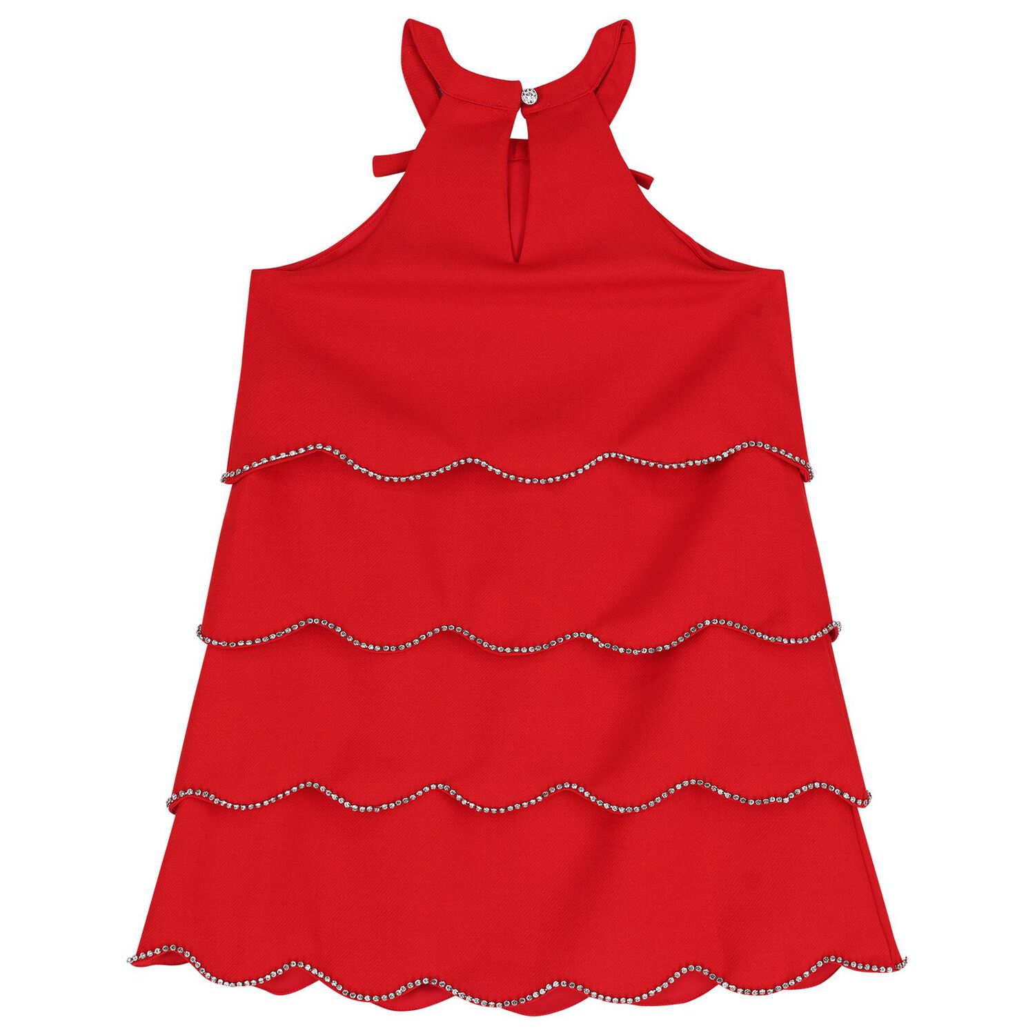 Girls Red Logo Diamante Dress , 1, hi-res image number null