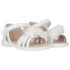 Younger Girls White Flower Sandals, 1, hi-res