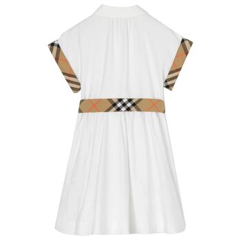 Girls White Check Dress