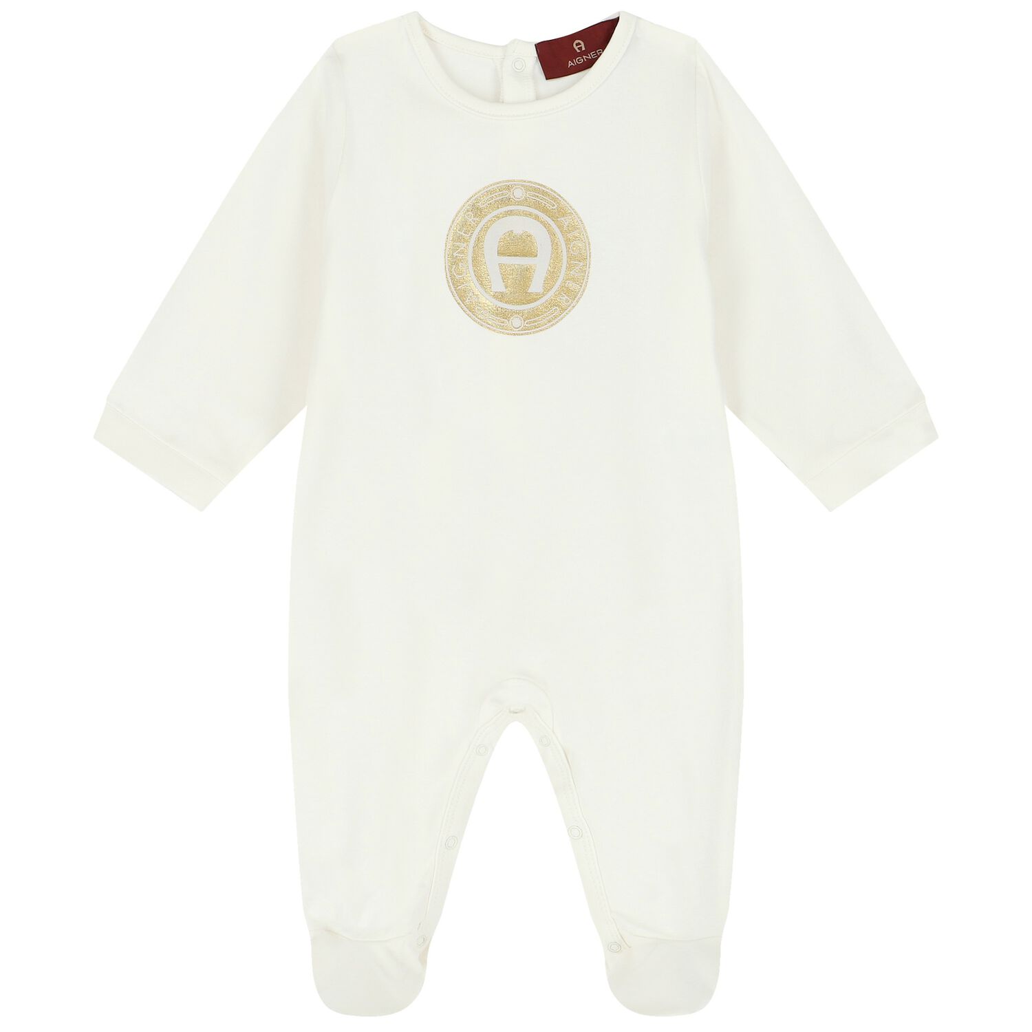 Ivory & Gold Logo Babygrow, 1, hi-res