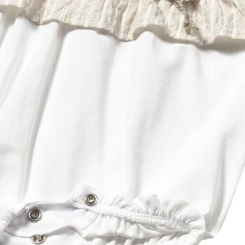 Baby Girls White & Beige Romper