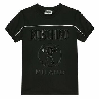 Moschino تيشيرت بالشعار باللون الاسود, 1 تيشيرت بالشعار باللون الاسود