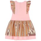 Girls Pink & Gold Logo Dress, 2, hi-res
