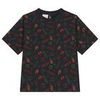 تيشيرت بالشعار بطبعه ديزنى باللون الاسود , 1, hi-res