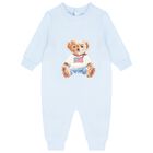 Baby Boys Blue Polo Bear Romper, 1, hi-res