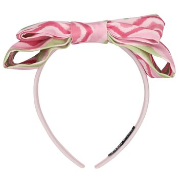 Girls Pink Bow Zigazag Headband