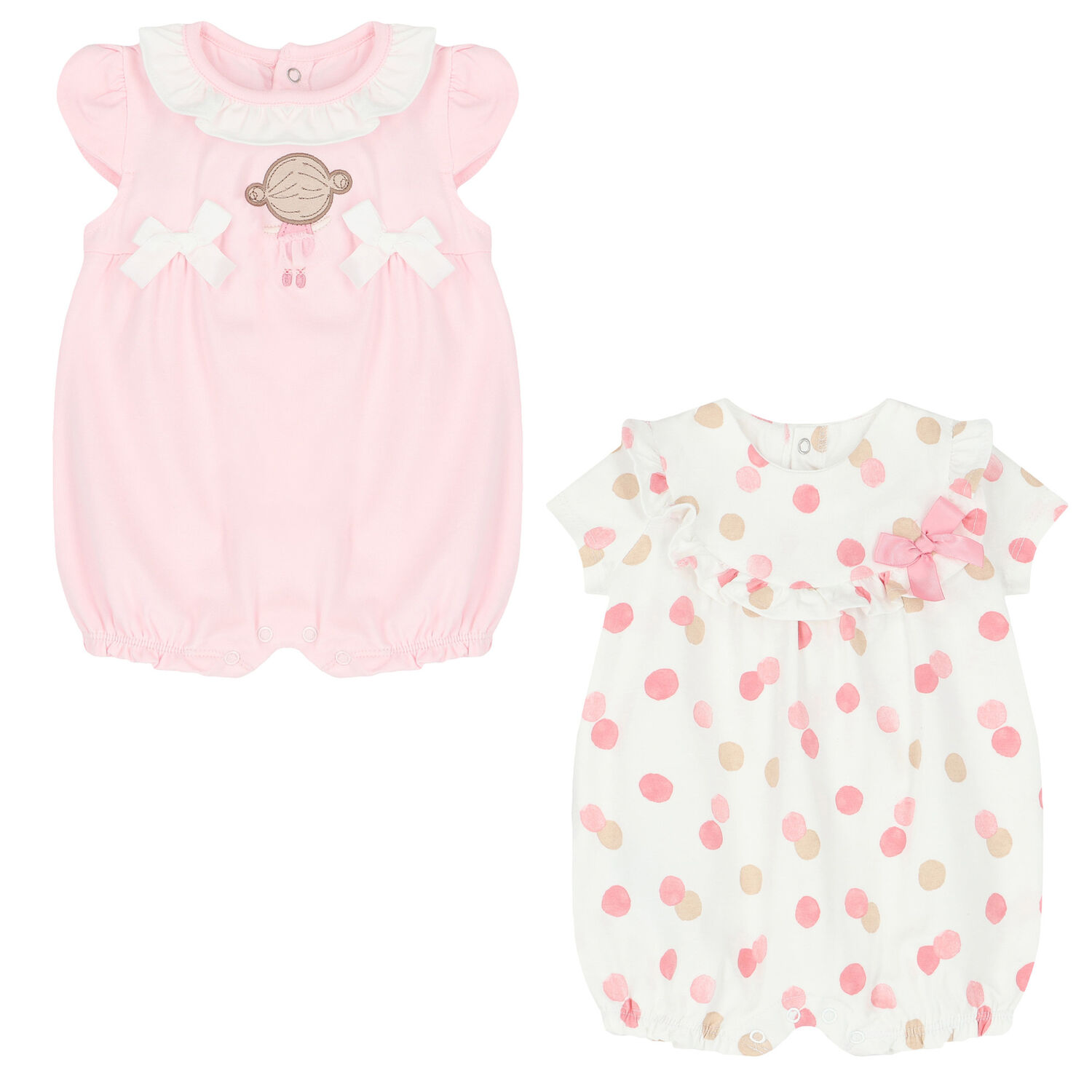 Baby Girls Pink & White Rompers (2 Pack), 2, hi-res