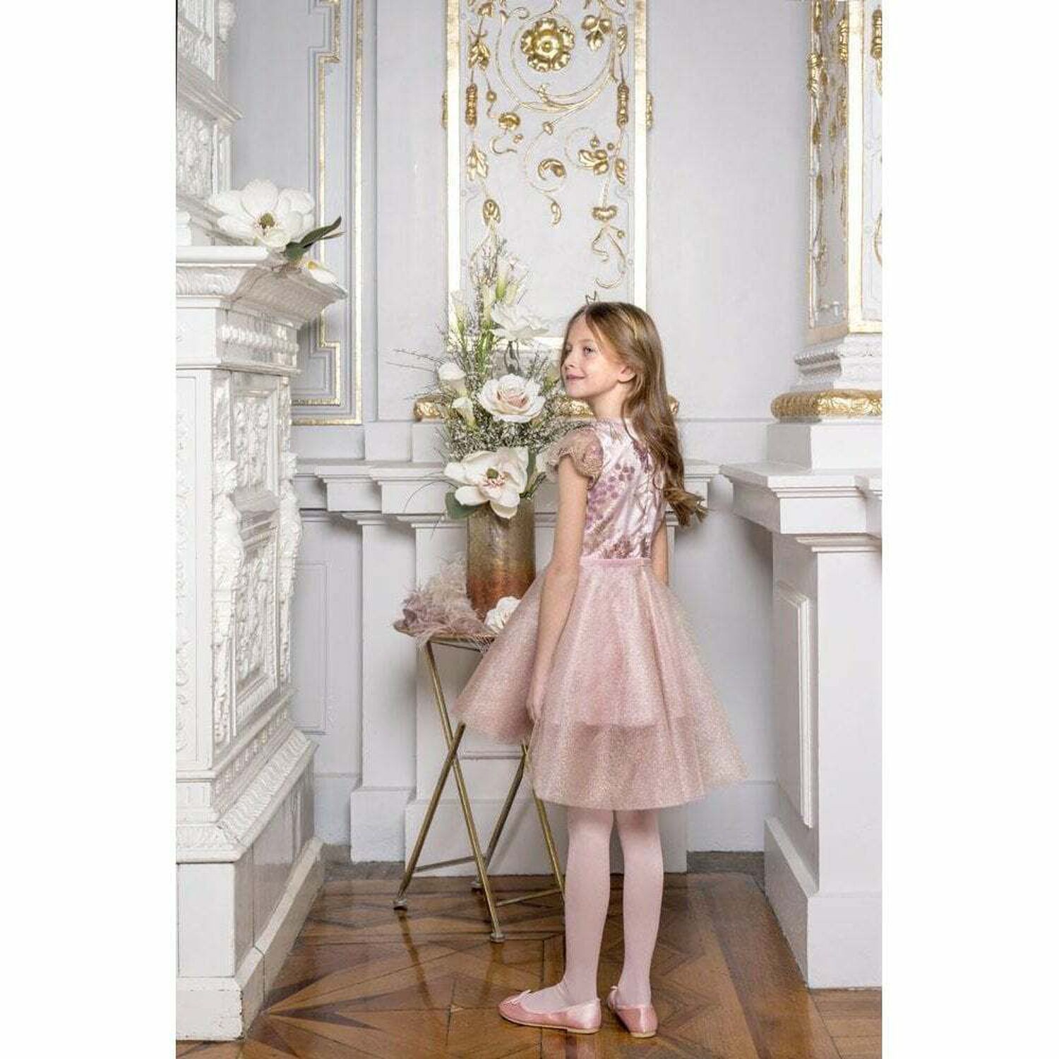 Girls Pink Tulle Special Occasion Dress, 1, hi-res image number null
