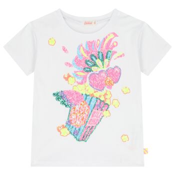 Girls White Sequin T-Shirt