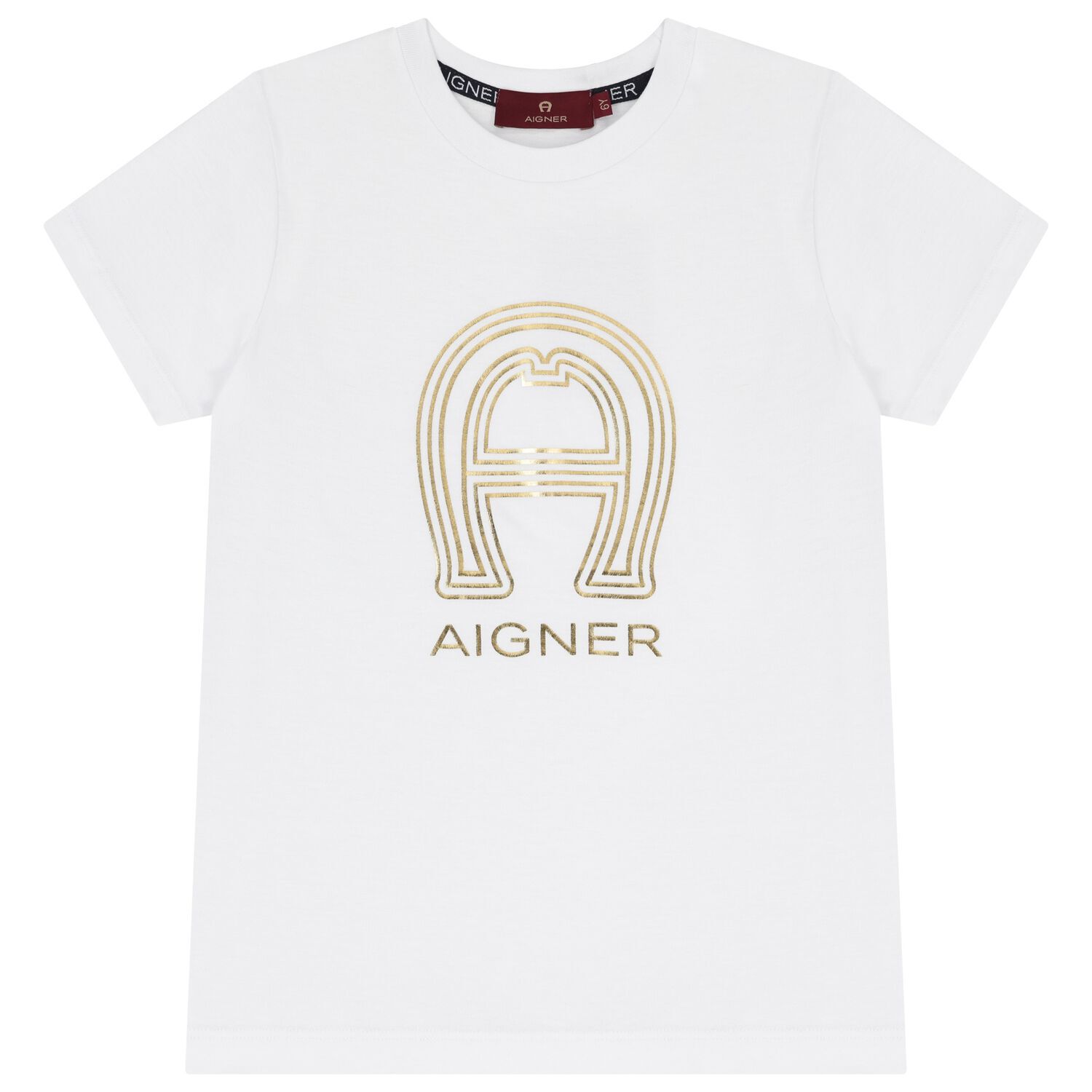 Boys White & Gold Logo T-Shirt, 1, hi-res