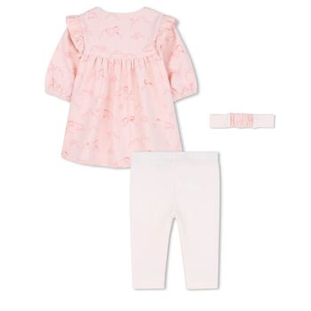 Younger Girls Pink & White Logo Leggings Set