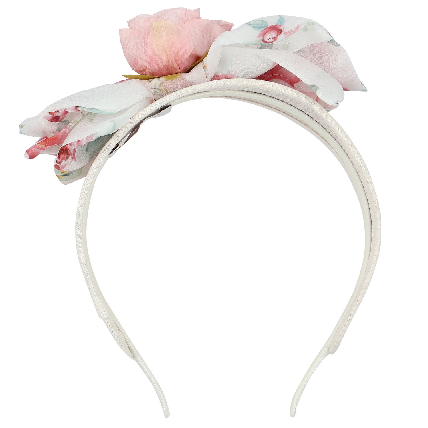 Girls Ivory Wide Flower Headband, 3, hi-res