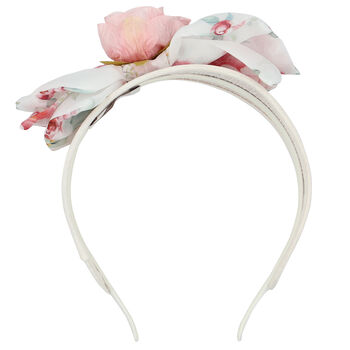 Girls Ivory Wide Flower Hairband