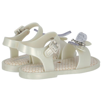 Younger Girls Ivory Bugs Jelly Sandals