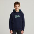 Boys Navy Blue Logo Hooded Top, 1, hi-res