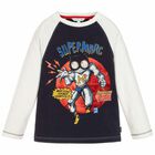 Boys Blue & White Logo Top, 1, hi-res