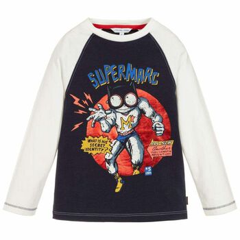 Boys Blue & White Logo Top